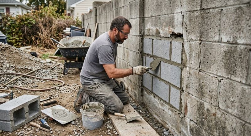 Cinder Block Wall Repair in Alba, MI